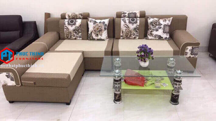 Sofa góc nỉ hoa