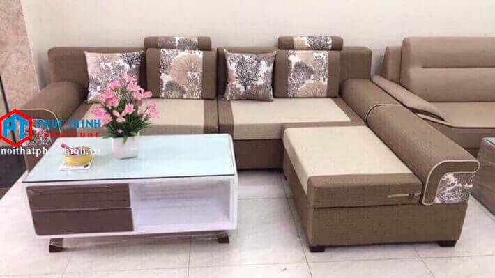 Sofa góc nỉ hoa